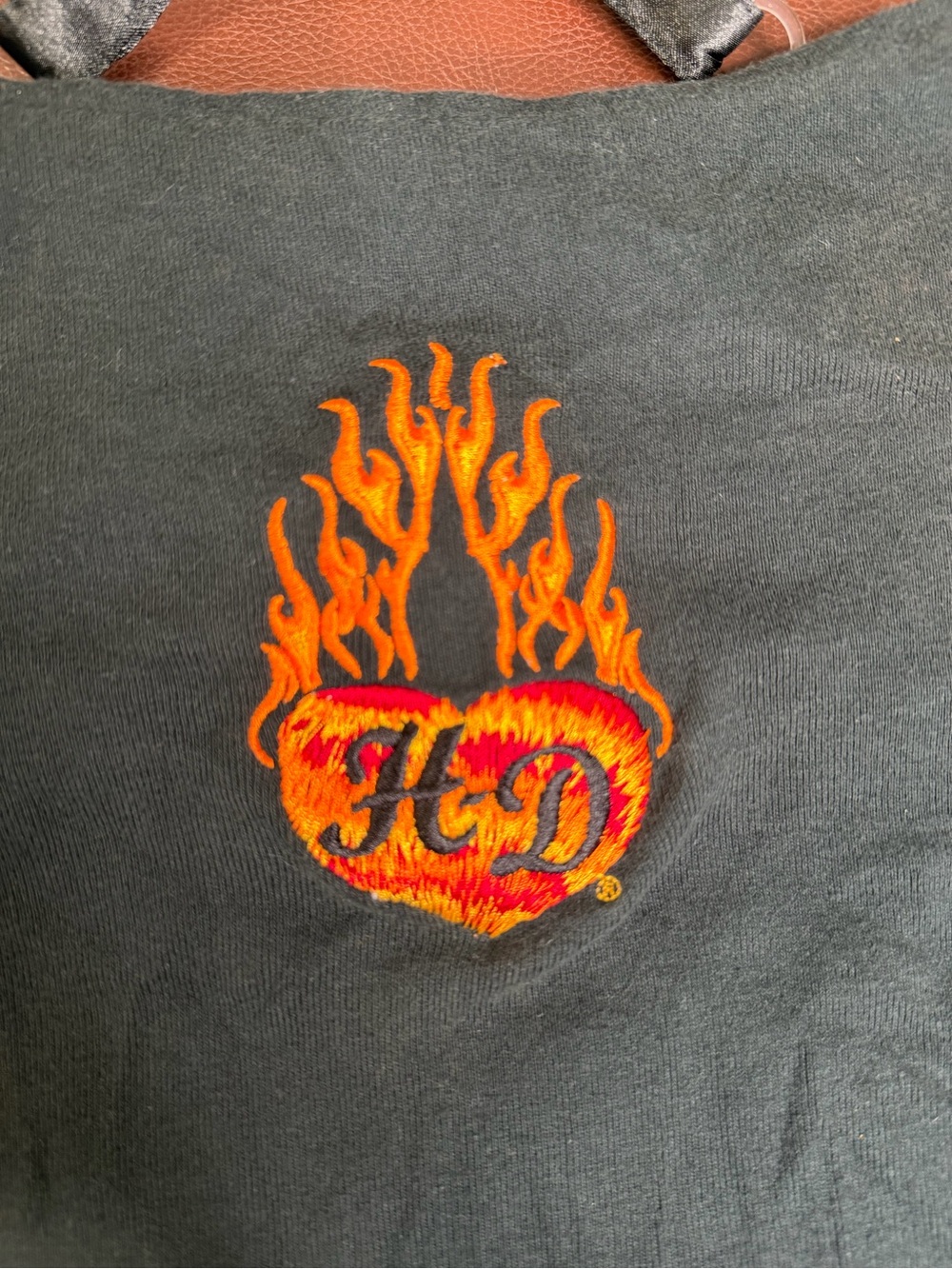 Harley-Davidson Black Tank Top with Orange Logo and Studded Straps - Picture 2 of 5